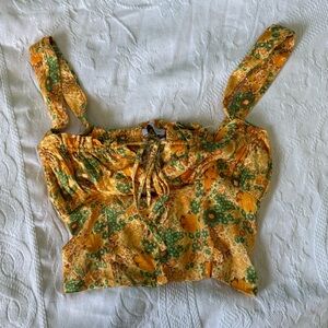 Urban Outfitters Valentina milkmaid tie corset floral whimsical fairy crop top